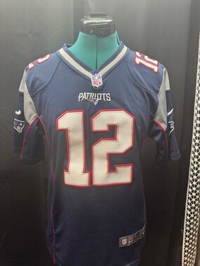 Patriots Kids Short-Sleeve Football Jersey - Navy/Gray